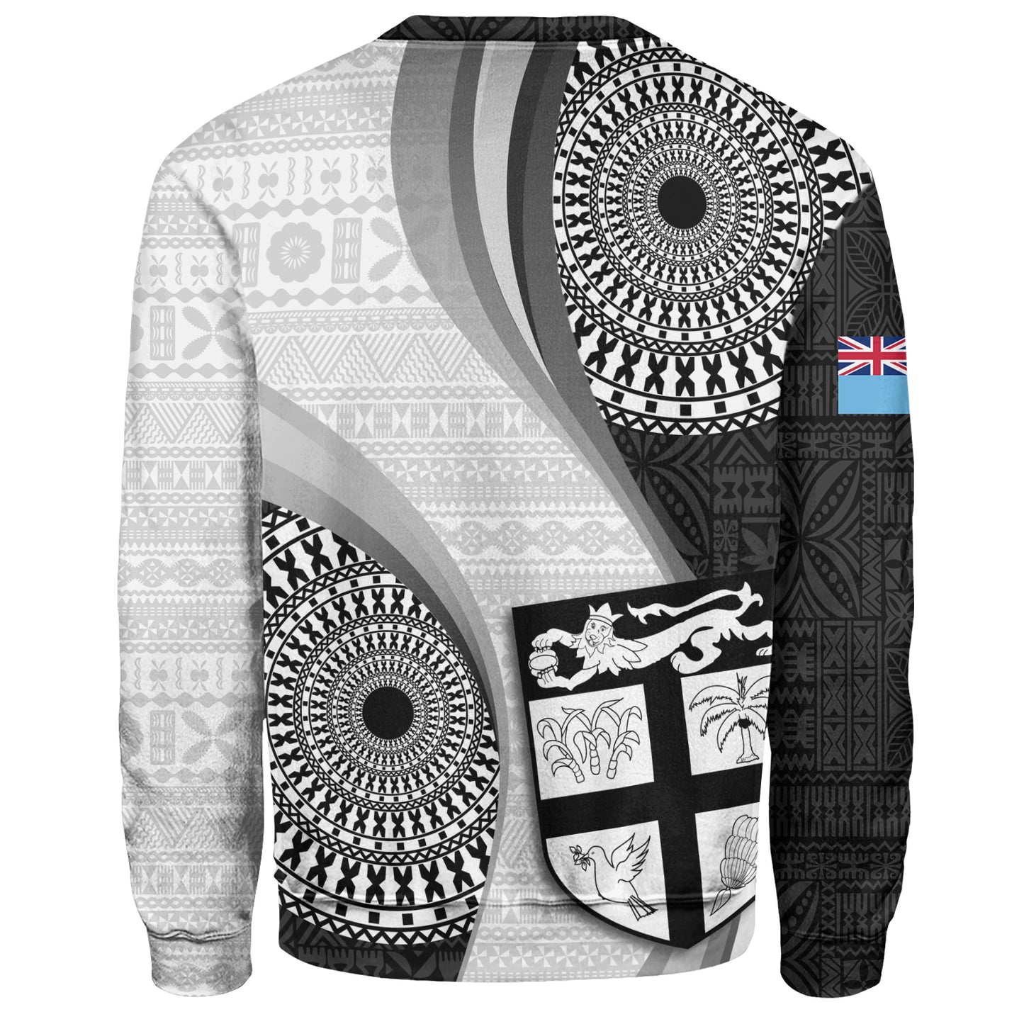 Fiji Sweatshirt Flying Fijians Rugby Tribal Pattern With Shield 2023
