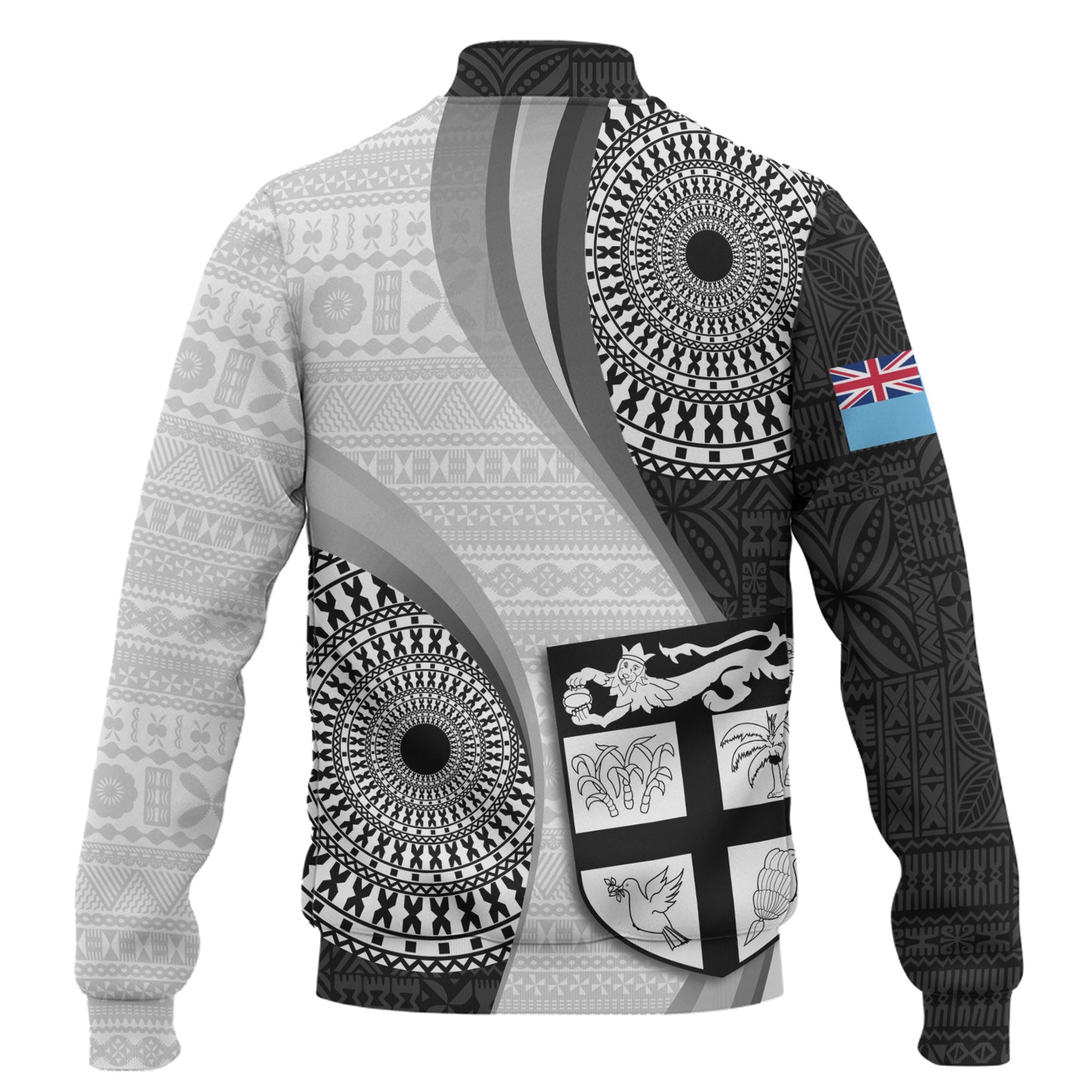 Fiji Baseball Jacket Flying Fijians Rugby Tribal Pattern With Shield 2023