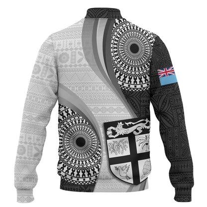 Fiji Baseball Jacket Flying Fijians Rugby Tribal Pattern With Shield 2023