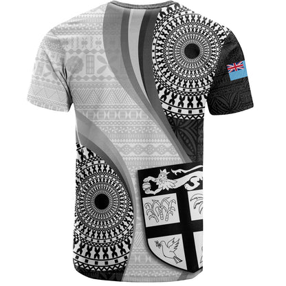 Fiji T-Shirt Flying Fijians Rugby Tribal Pattern With Shield 2023