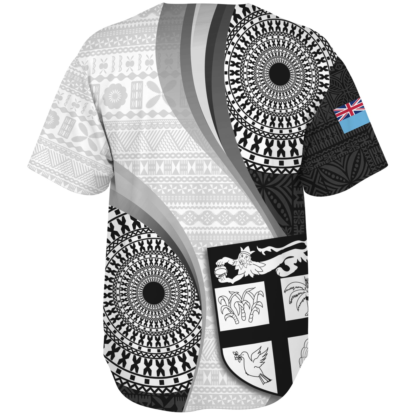 Fiji Baseball Shirt Flying Fijians Rugby Tribal Pattern With Shield 2023