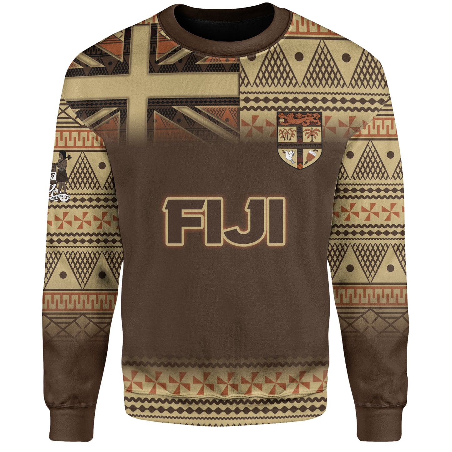 Fiji Sweatshirt Flag Color With Traditional Patterns Ver 2