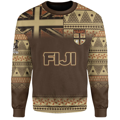 Fiji Sweatshirt Flag Color With Traditional Patterns Ver 2