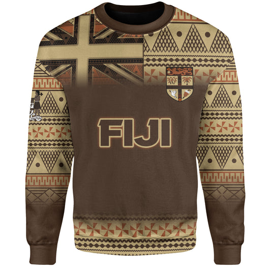 Fiji Sweatshirt Flag Color With Traditional Patterns Ver 2