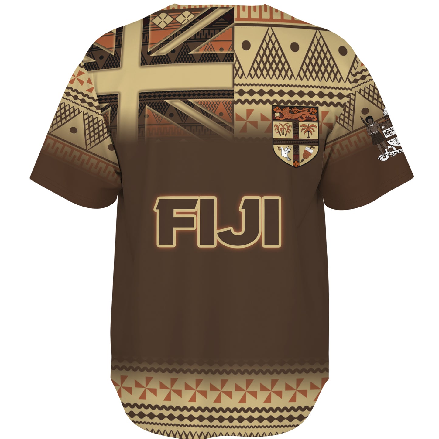Fiji Baseball Shirt Flag Color With Traditional Patterns Ver 2