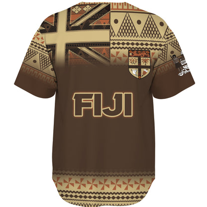 Fiji Baseball Shirt Flag Color With Traditional Patterns Ver 2