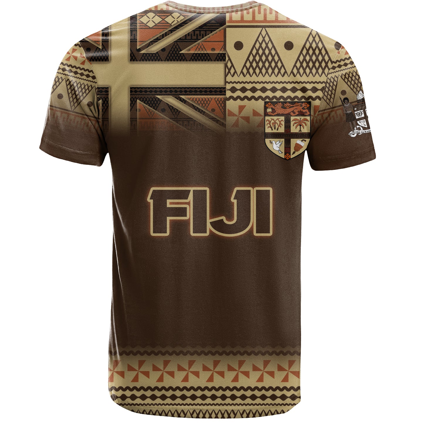 Fiji T-Shirt Flag Color With Traditional Patterns Ver 2