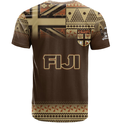 Fiji T-Shirt Flag Color With Traditional Patterns Ver 2
