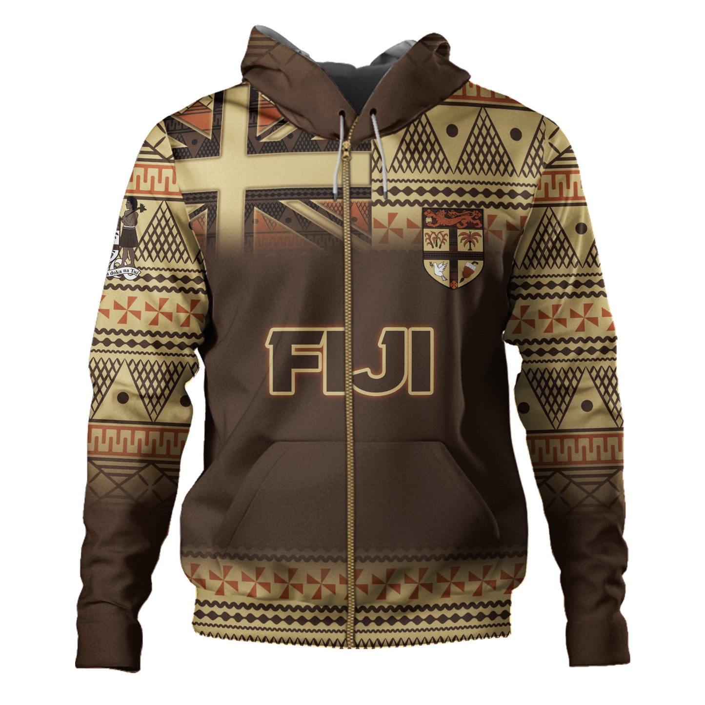 Fiji Hoodie - Flag Color With Traditional Patterns Ver 2