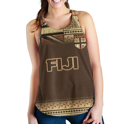 Fiji Women Tank Flag Color With Traditional Patterns Ver 2