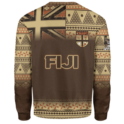 Fiji Sweatshirt Flag Color With Traditional Patterns Ver 2