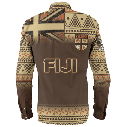 Fiji Long Sleeve Shirt Flag Color With Traditional Patterns Ver 2