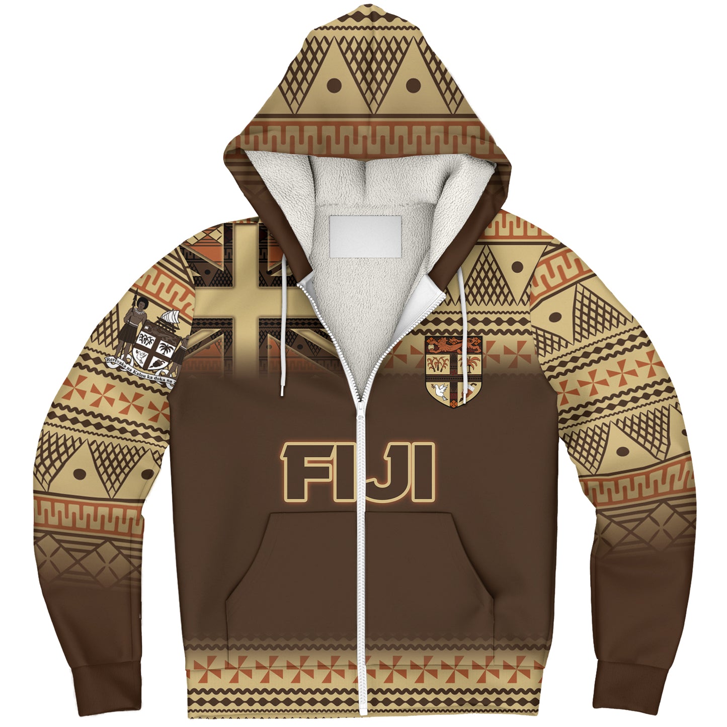 Fiji Sherpa Hoodie Flag Color With Traditional Patterns Ver 2