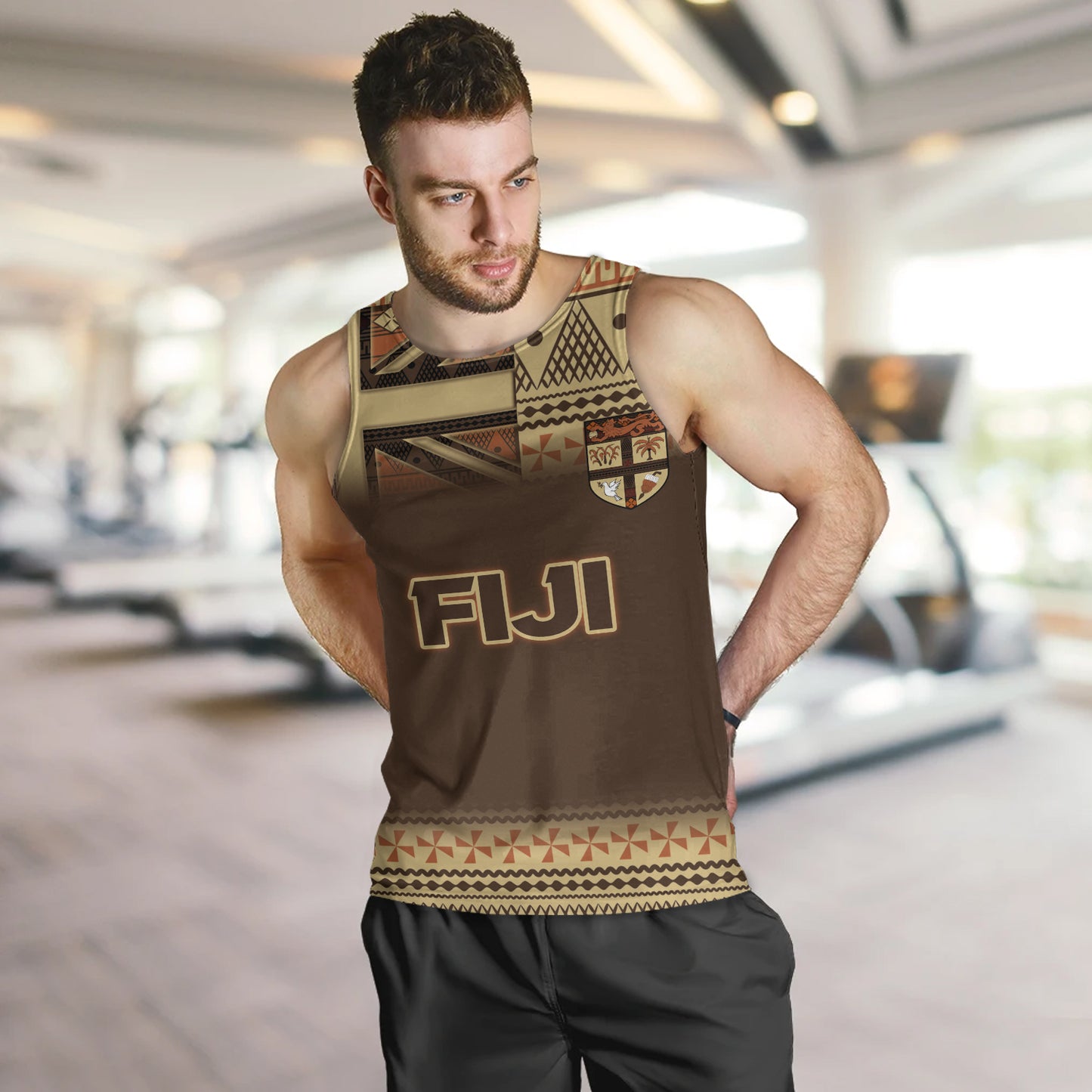 Fiji Tank Top Flag Color With Traditional Patterns Ver 2