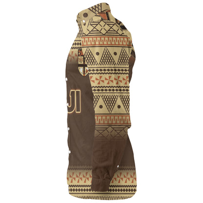 Fiji Long Sleeve Shirt Flag Color With Traditional Patterns Ver 2