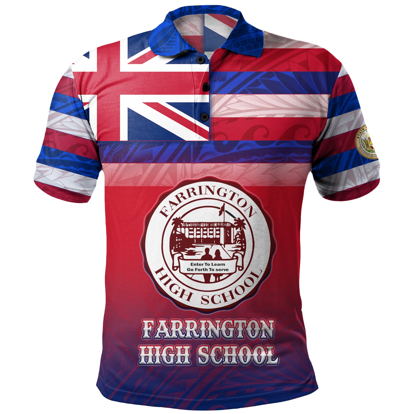 Hawaii Farrington High School Polo Shirt Flag Color With Traditional Patterns