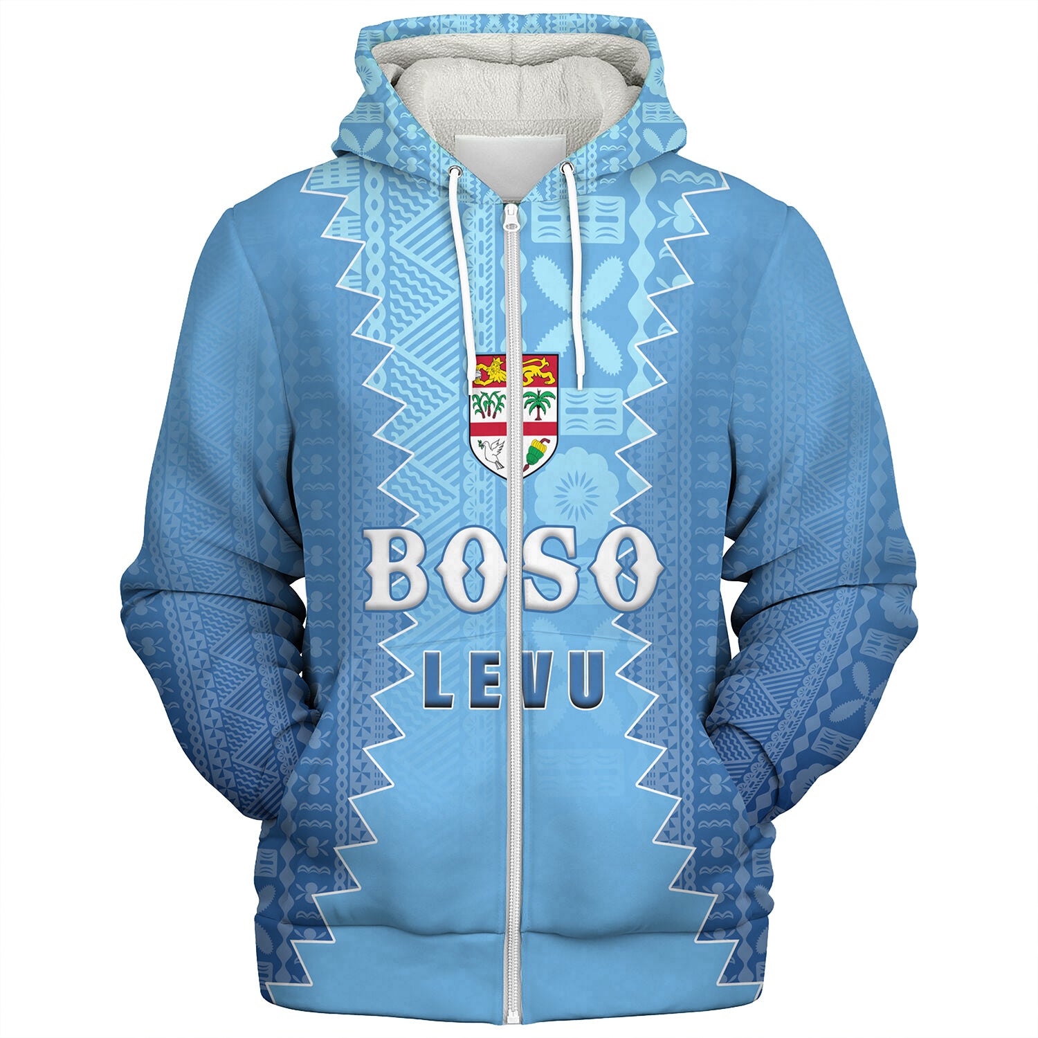 Fiji Sherpa Hoodie Boso Levu With Fijian War Club Polynesian