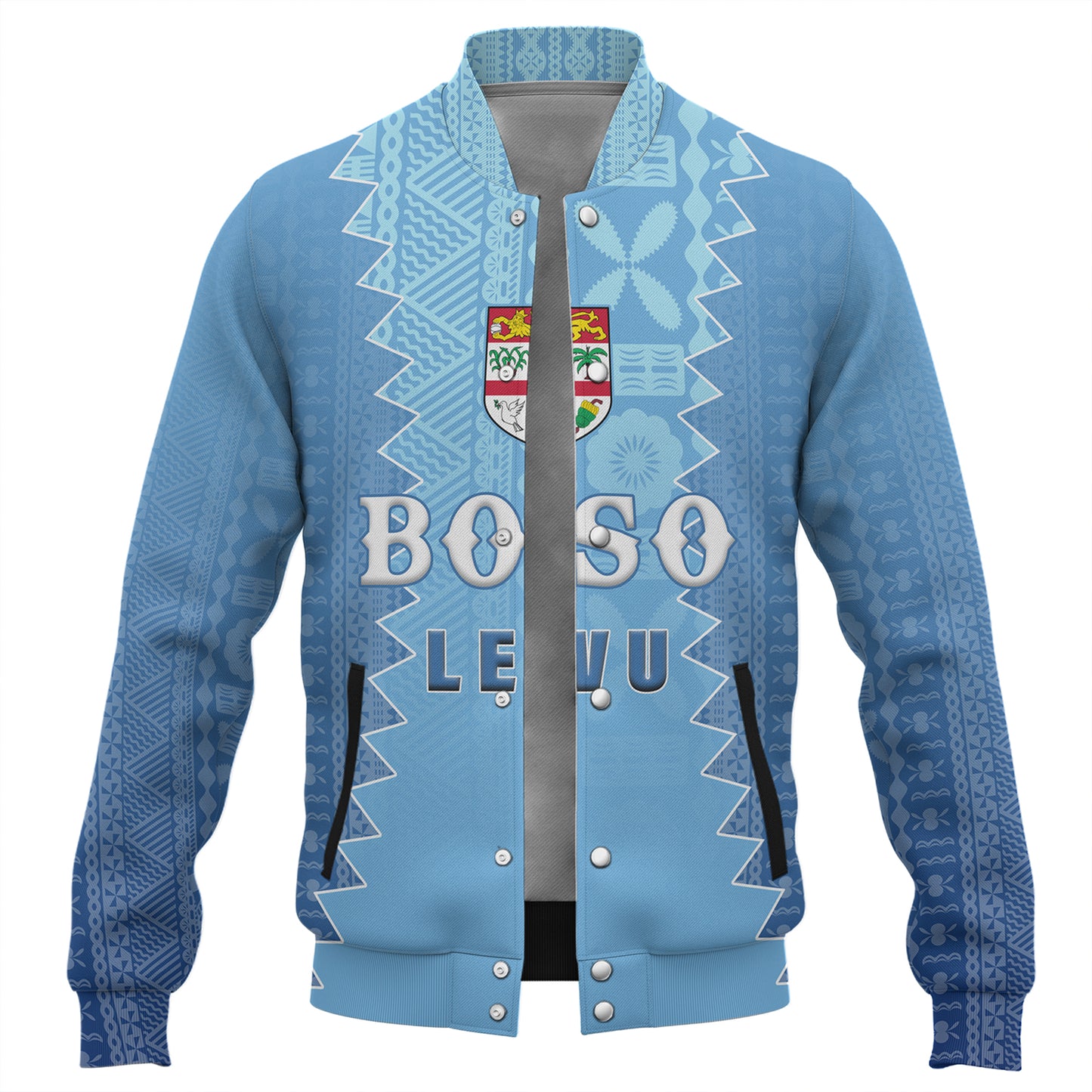 Fiji Baseball Jacket Boso Levu With Fijian War Club Polynesian