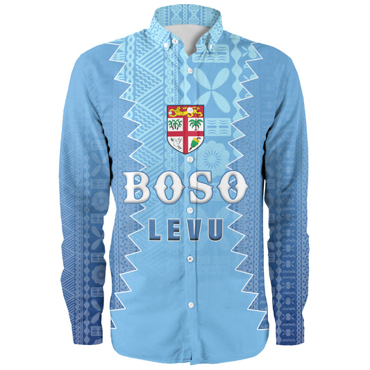 Fiji Long Sleeve Shirt Boso Levu With Fijian War Club Polynesian