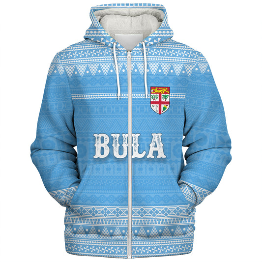 Fiji Sherpa Hoodie Bula Coat Of Arm Of Fiji Polynesian