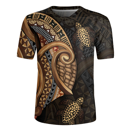 Fiji Rugby Jersey Golden Turtles Fiji Tribal Pattern