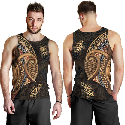 Fiji Tank Top Golden Turtles Fiji Tribal Pattern