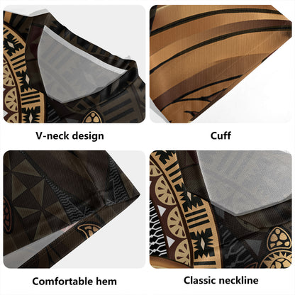 Fiji Rugby Jersey Golden Turtles Fiji Tribal Pattern