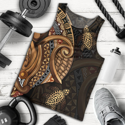 Fiji Tank Top Golden Turtles Fiji Tribal Pattern