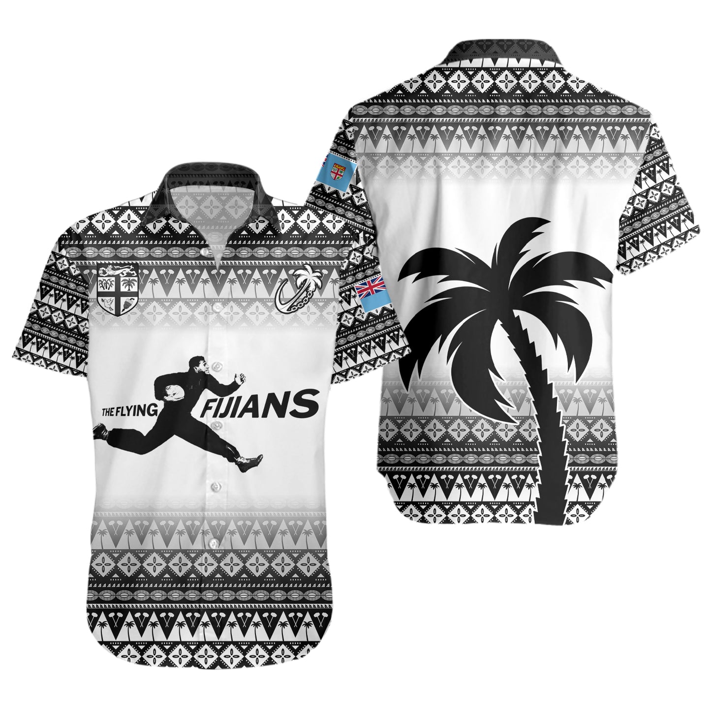 Fiji Short Sleeve Shirt Vintage Flying Fijians Rugby Tribal Pattern 2023