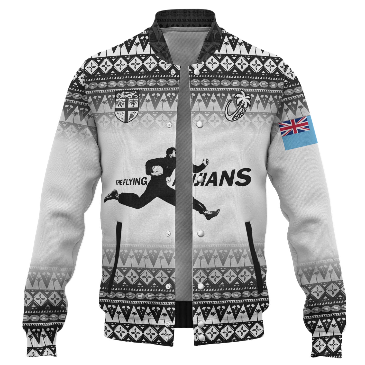 Fiji Baseball Jacket Vintage Flying Fijians Rugby Tribal Pattern 2023