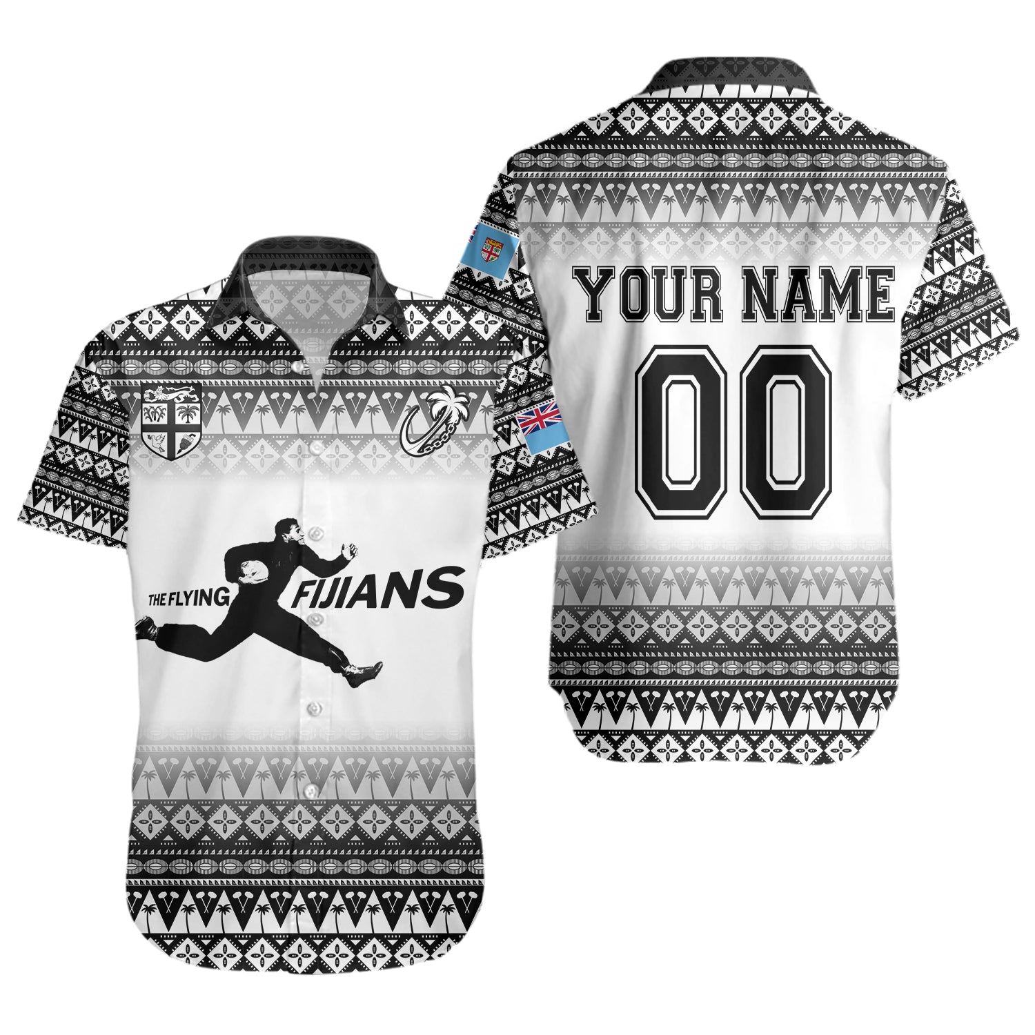 Fiji Short Sleeve Shirt Vintage Flying Fijians Rugby Tribal Pattern 2023
