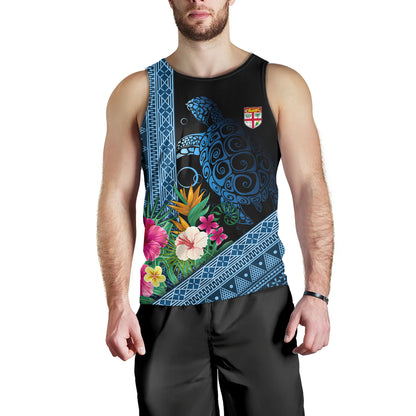 Fiji Tank Top Polynesia Pattern With Tropical Flower