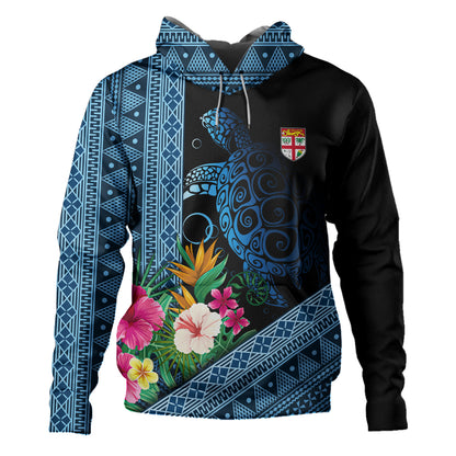 Fiji Hoodie Polynesia Pattern With Tropical Flower