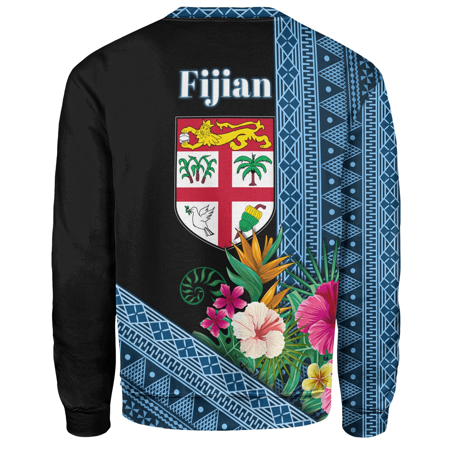Fiji Sweatshirt Polynesia Pattern With Tropical Flower