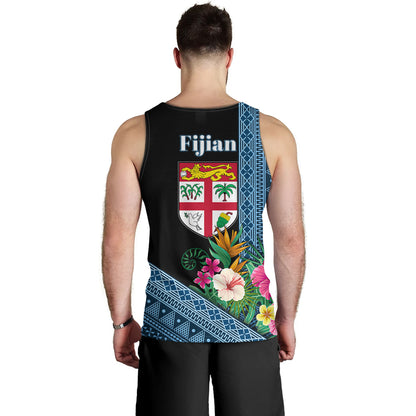 Fiji Tank Top Polynesia Pattern With Tropical Flower