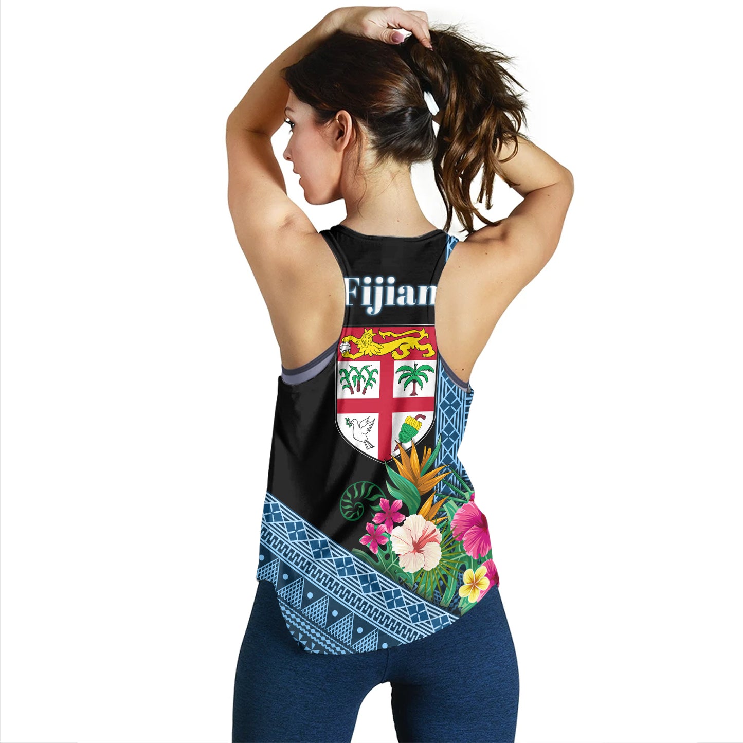 Fiji Women Tank Polynesia Pattern With Tropical Flower