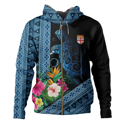 Fiji Hoodie Polynesia Pattern With Tropical Flower