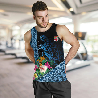 Fiji Tank Top Polynesia Pattern With Tropical Flower