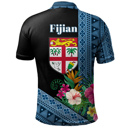Fiji Polo Shirt Polynesia Pattern With Tropical Flower