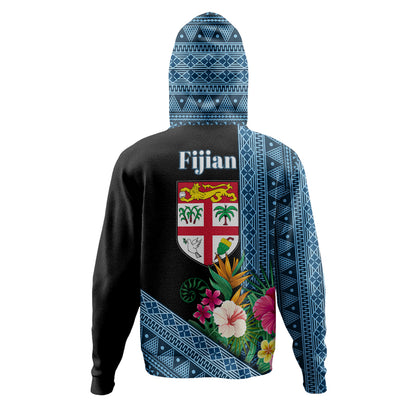 Fiji Hoodie Polynesia Pattern With Tropical Flower