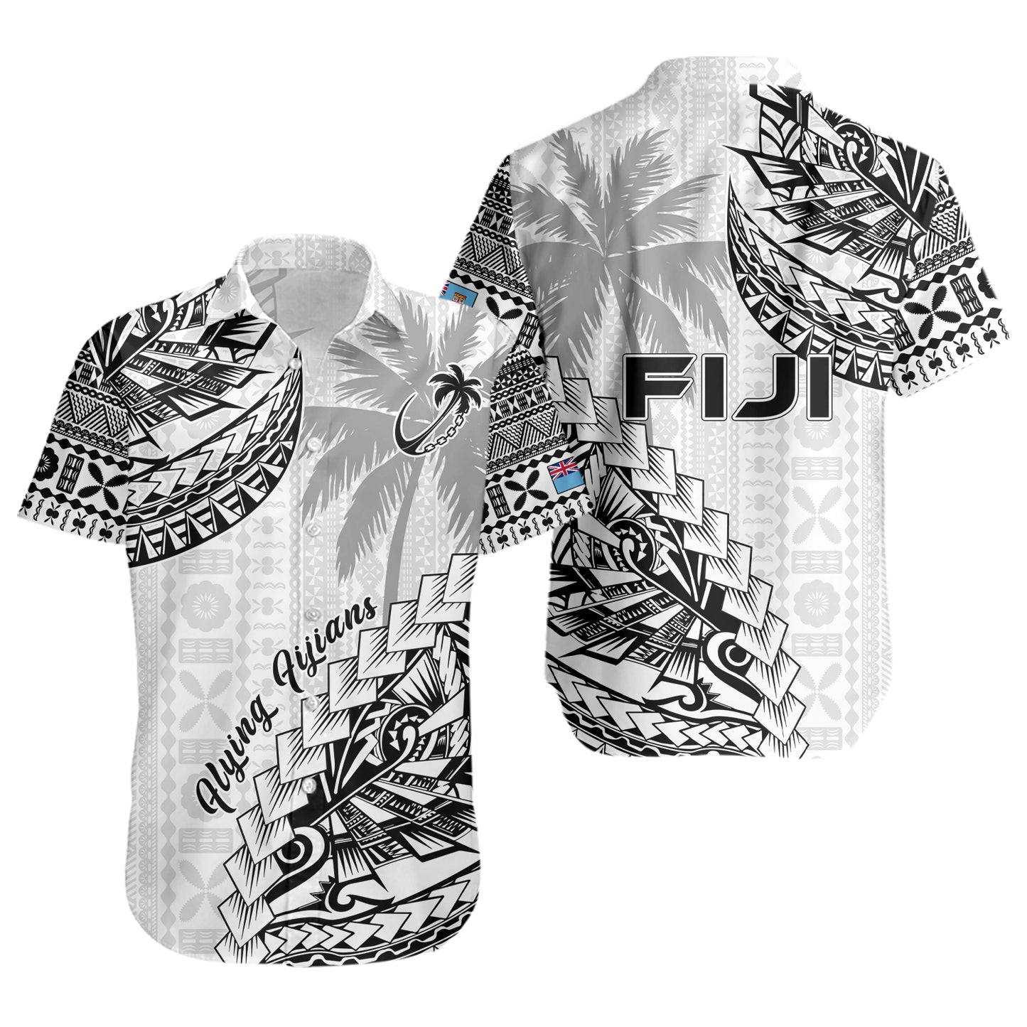 Fiji Short Sleeve Shirt Flying Fijians Polynesian Pattern 2023