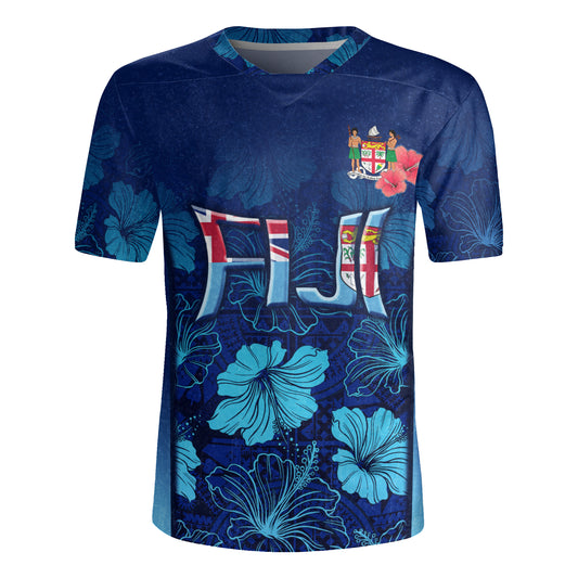 Fiji Traditional Patterns Hibiscus Flowers Men's All Over Printing Rugby Jersey