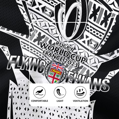 Fiji Flying Fijians Rugby Cup (Black-white Ver) Men's All Over Printing Rugby Jersey