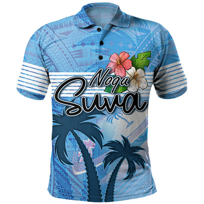 Fiji Polo Shirt Noqu Suva Palm Tree Traditional Patterns