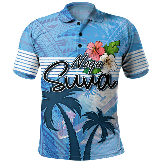 Fiji Polo Shirt Noqu Suva Palm Tree Traditional Patterns