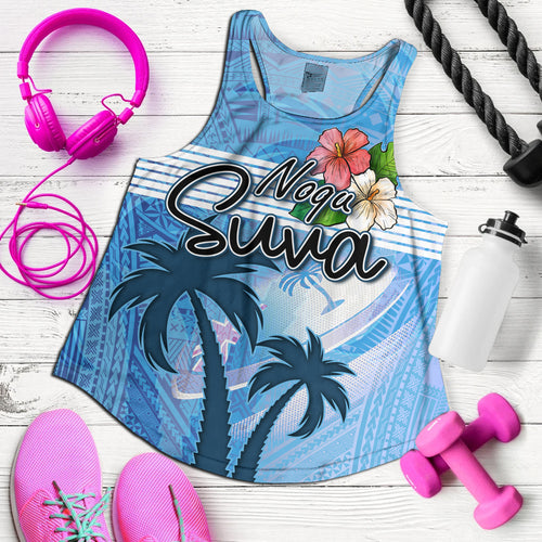 Fiji Women Tank Noqu Suva Palm Tree Traditional Patterns