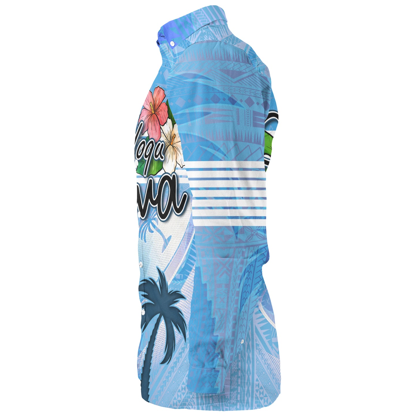 Fiji Long Sleeve Shirt Noqu Suva Palm Tree Traditional Patterns