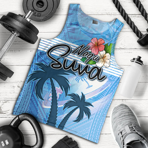Fiji Tank Top Noqu Suva Palm Tree Traditional Patterns