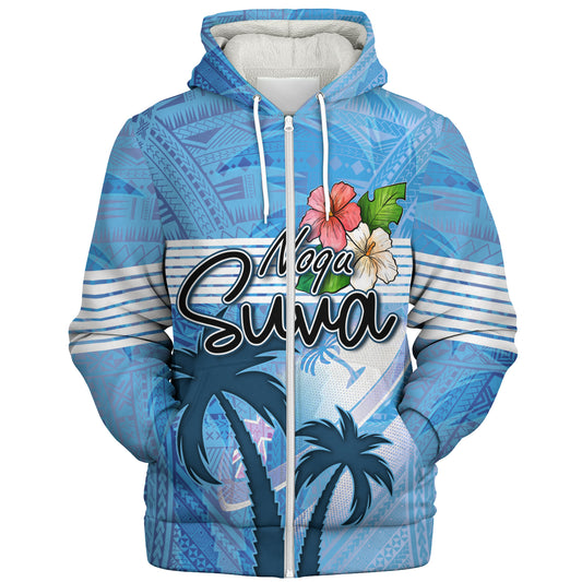 Fiji Sherpa Hoodie Noqu Suva Palm Tree Traditional Patterns