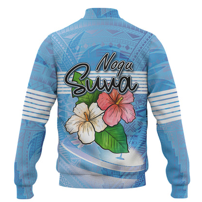 Fiji Baseball Jacket Noqu Suva Palm Tree Traditional Patterns